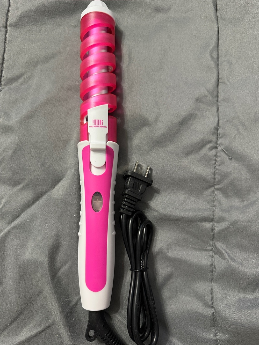 Anti Scalding Spiral Curling Rod Heated Curler Rosered aka Hot Pink NWT